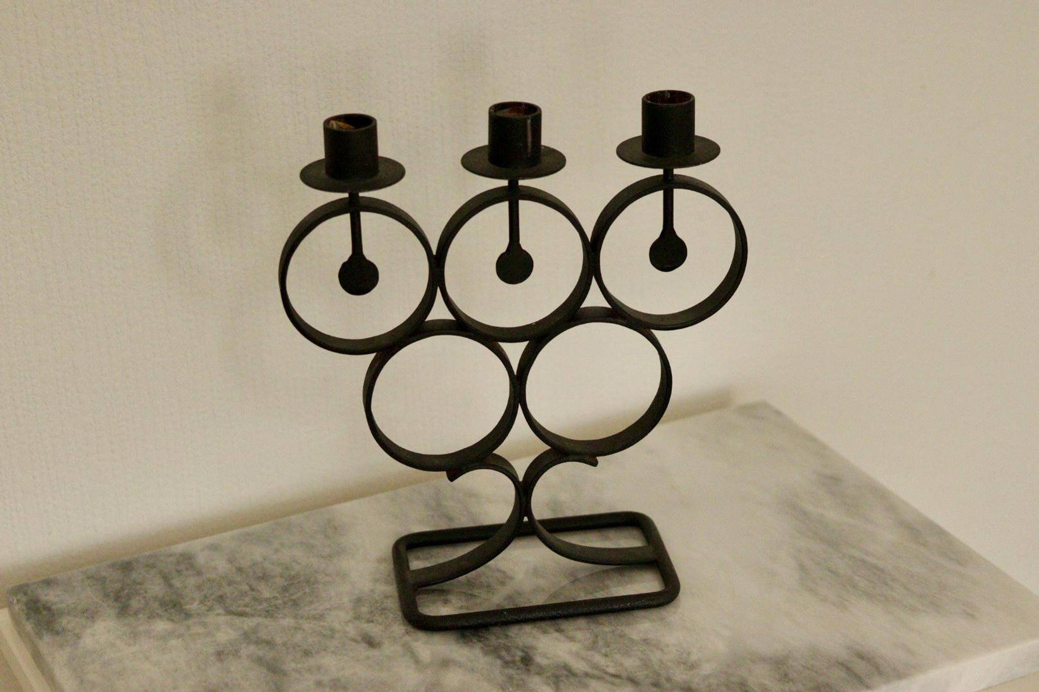 Candélabre vintage en métal avec revêtement noir