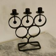 Candélabre vintage en métal avec revêtement noir