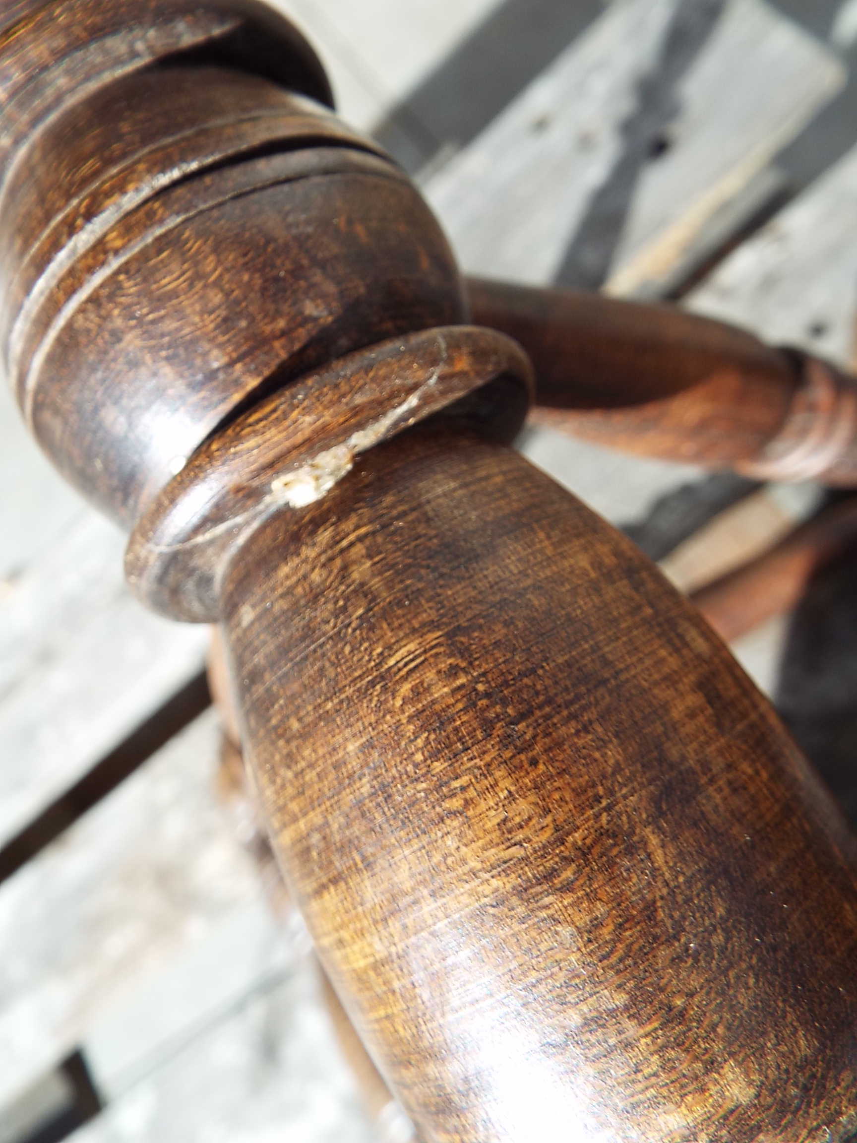 Turned wooden tripod stool