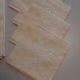 Antique tablecloth and 6 hand-embroidered linen towels