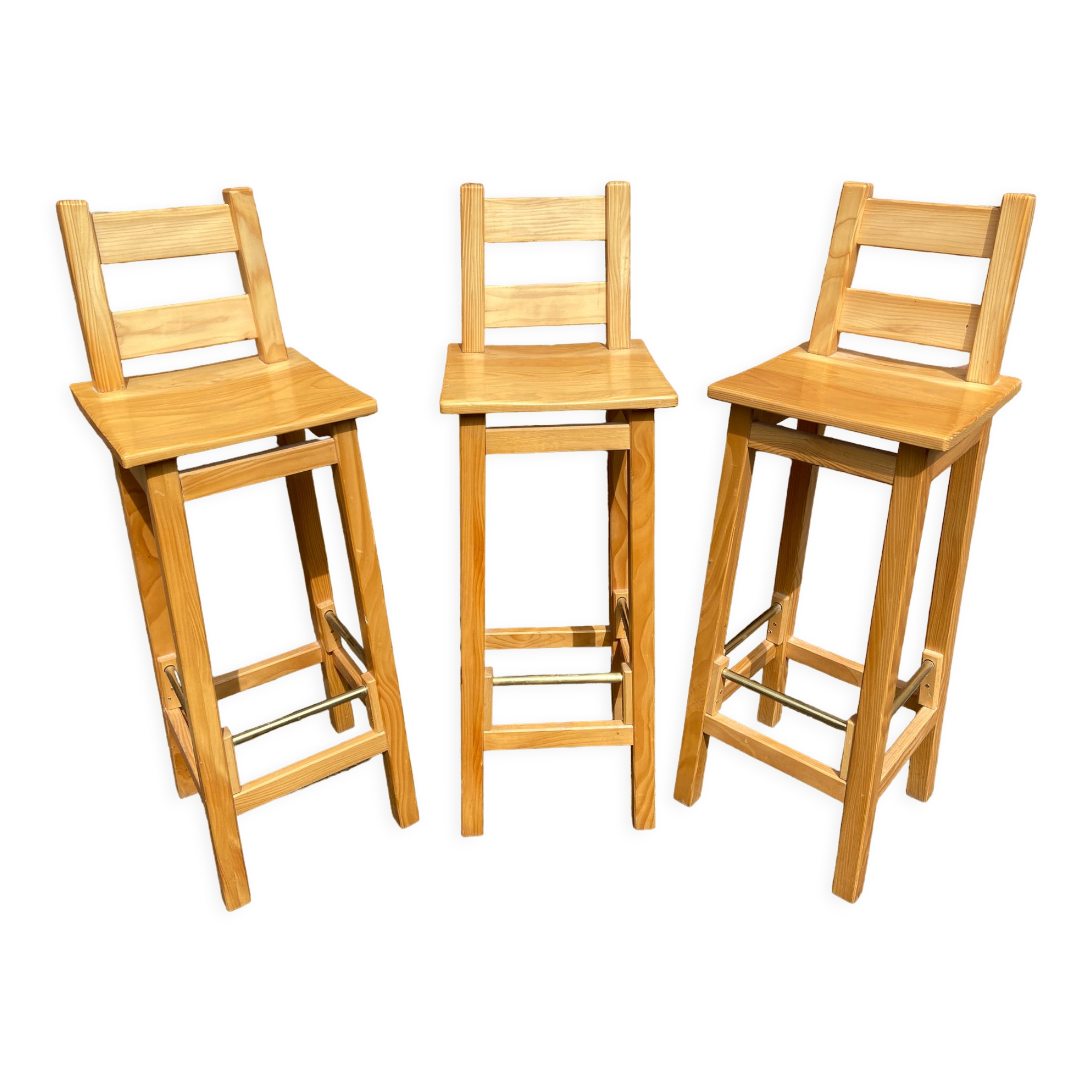 3 scandinavian design bar stools vintage pine