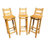 3 scandinavian design bar stools vintage pine
