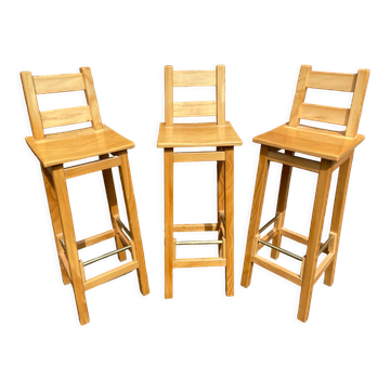 3 scandinavian design bar stools vintage pine