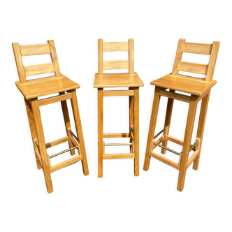 3 scandinavian design bar stools vintage pine