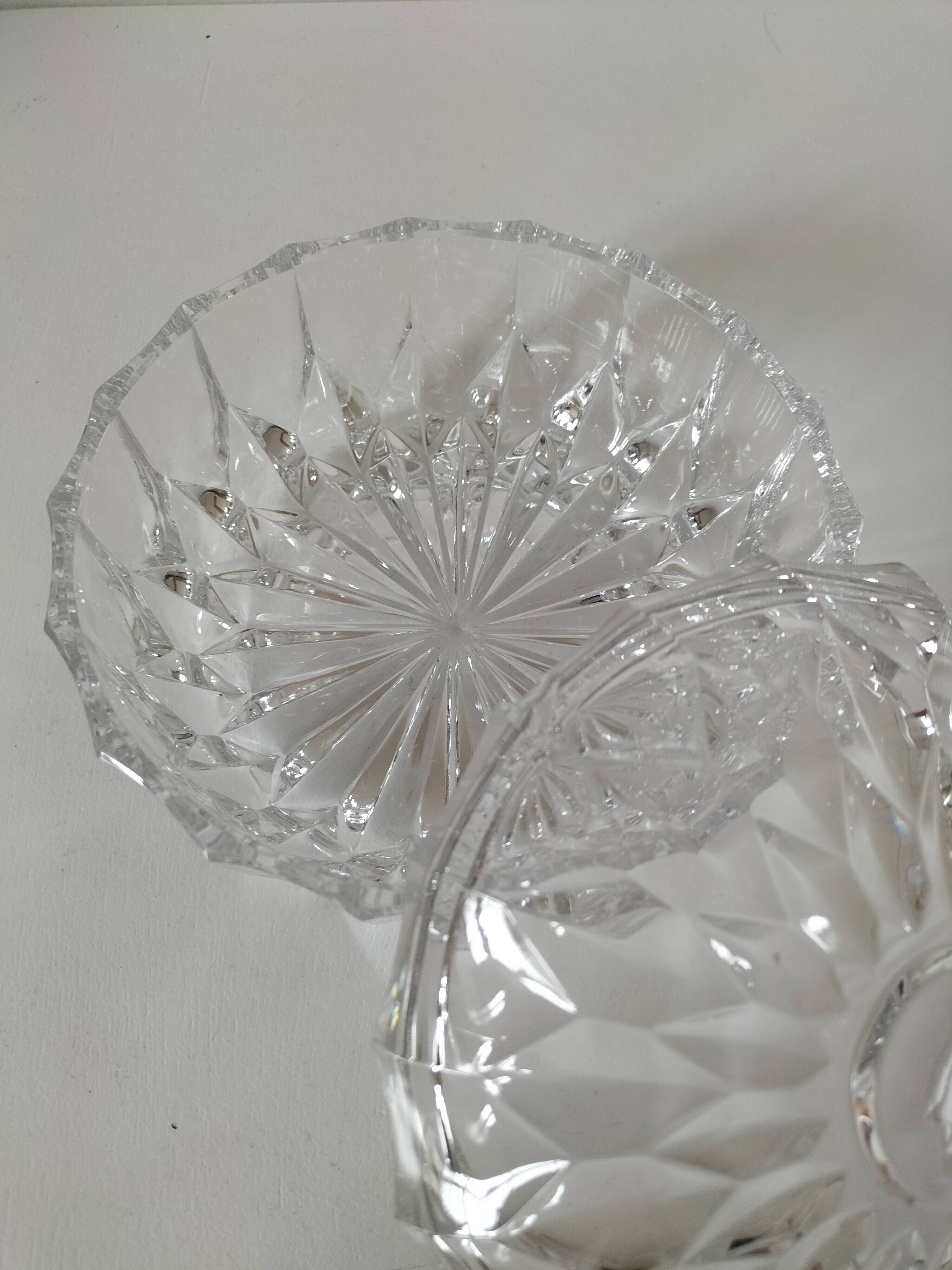 Large vintage pressed glass candy box – diamond pattern