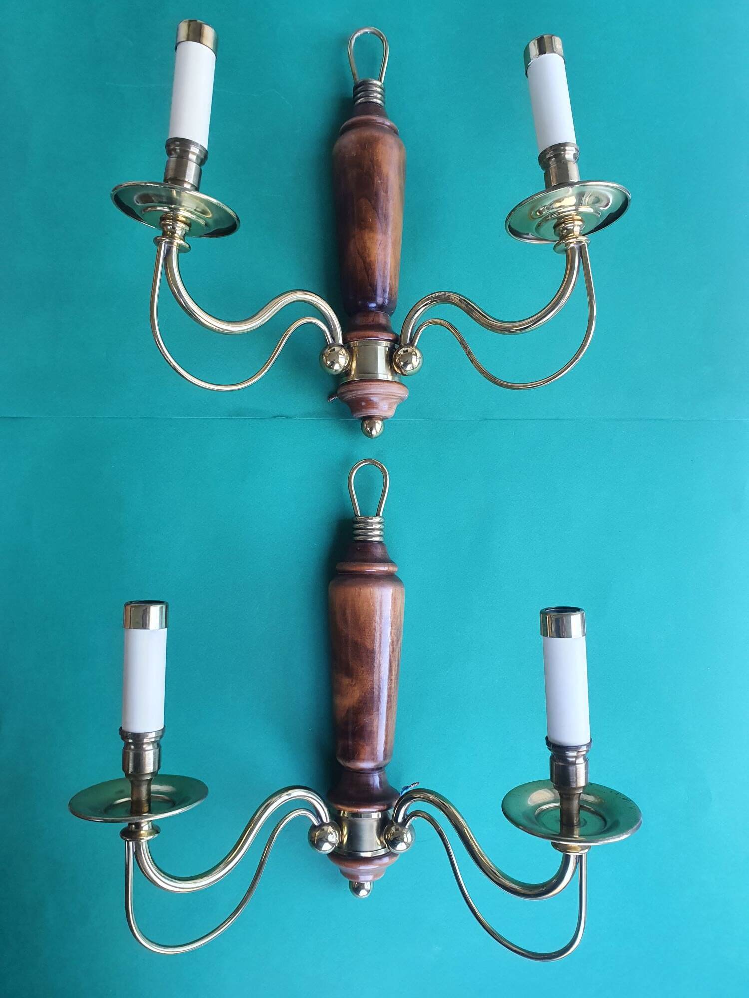 Paire de grandes appliques murales bougeoirs anciennes