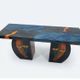 Une console Art Déco en bois de hêtre et marqueterie bleue