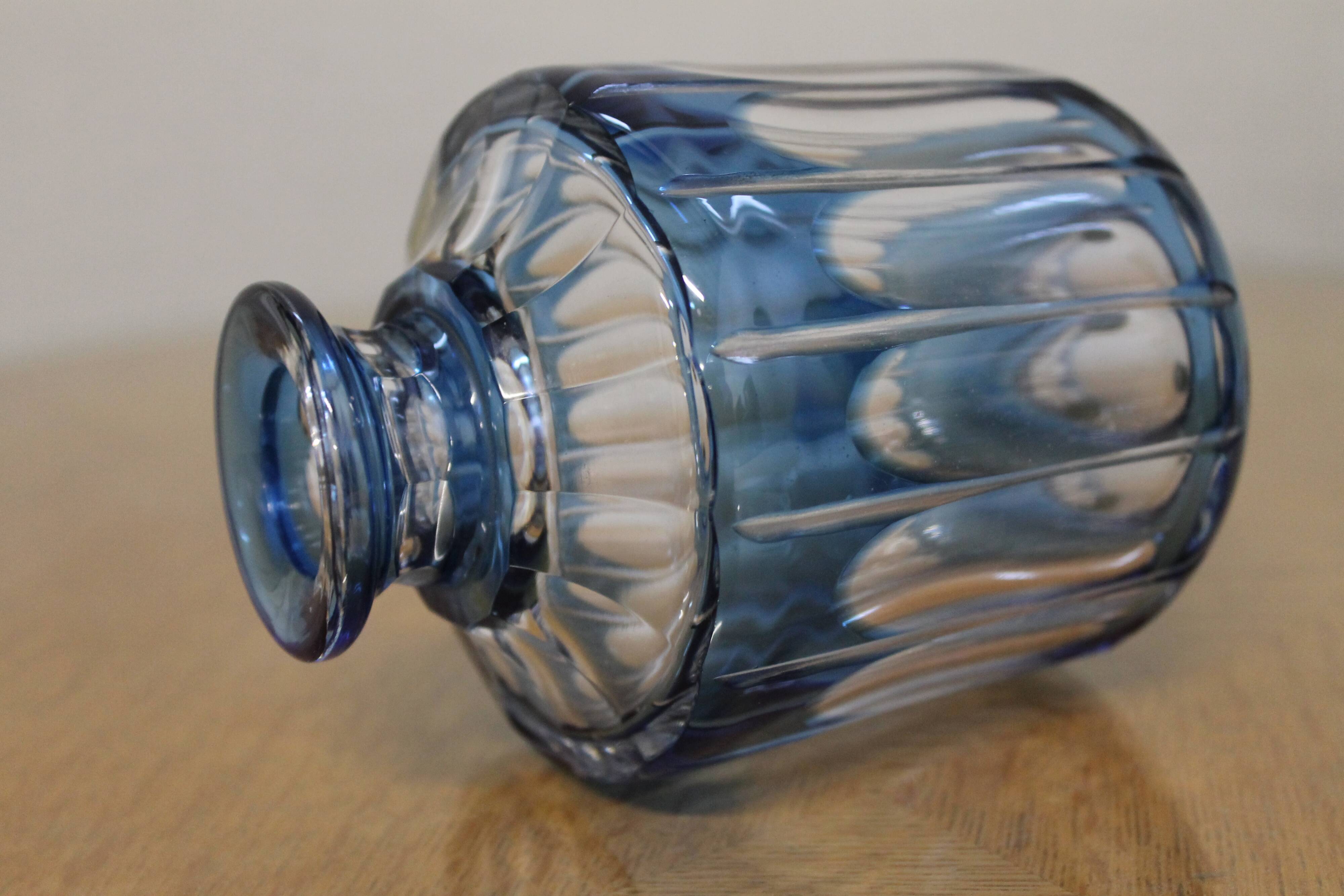 Val Saint-Lambert crystal blue flask