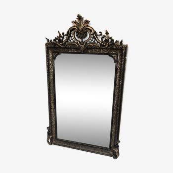 Miroir ancien style baroque noir et doré 161x92 cm