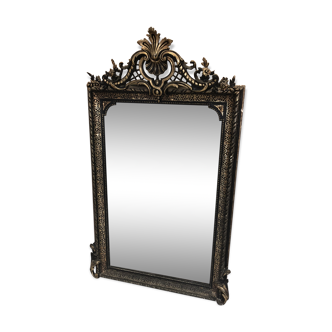 Miroir ancien style baroque noir et doré 161x92 cm