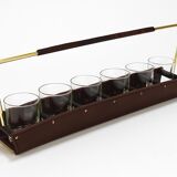 Carl Auböck II drinking glass holder, leather and brass, Austria 1950s