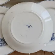 6 antique flat plates Creil and Montereau Téniers service