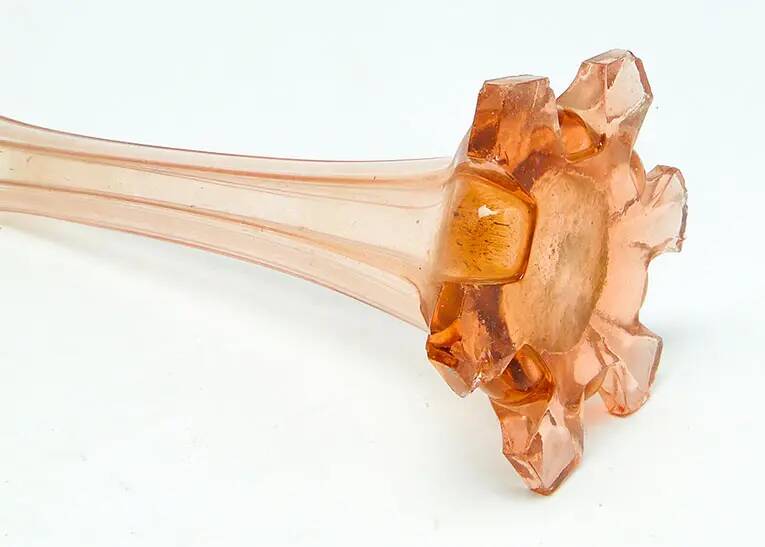 Art Nouveau vase, pressed rosé glass, Sweden, 1930s