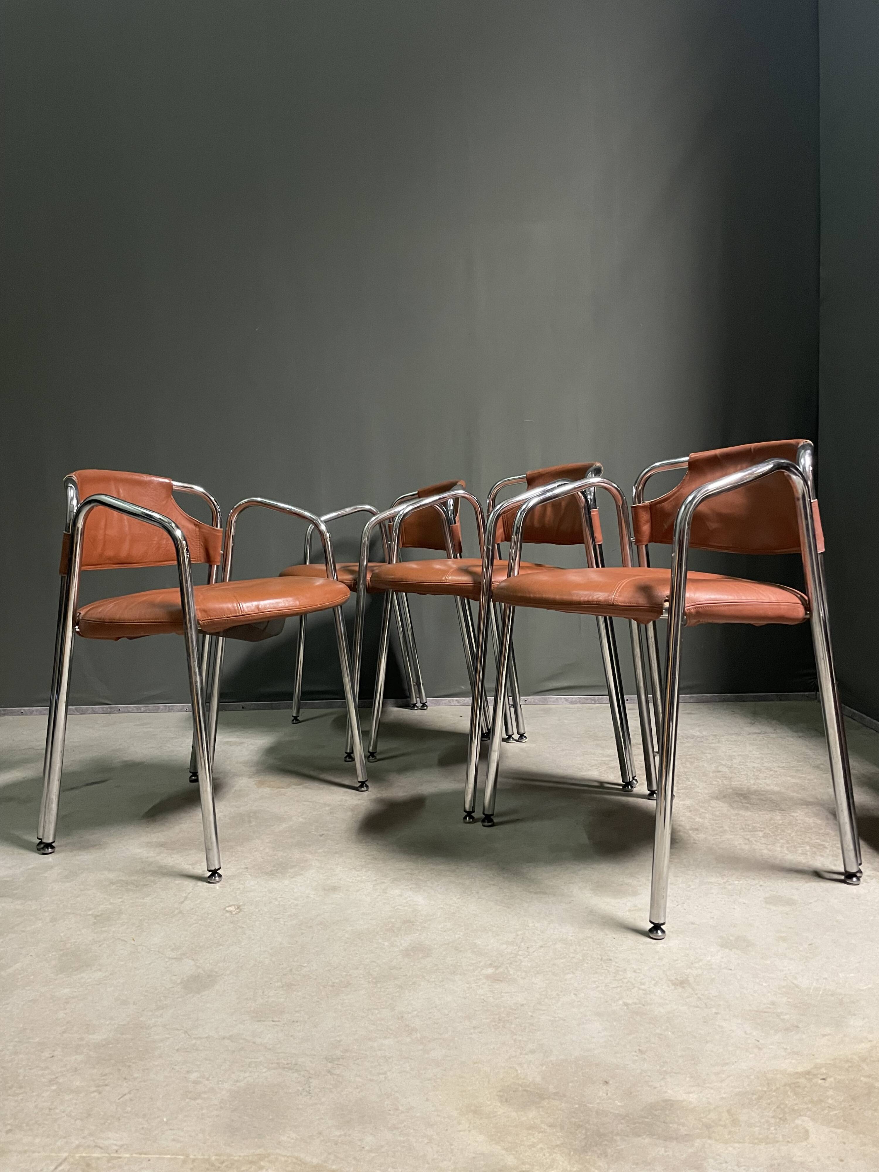 Set of 4 Italian designer chairs 1970's