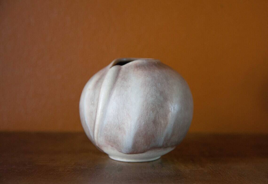 Small vintage ball vase, ceramic vase, interior decoration, pottery
