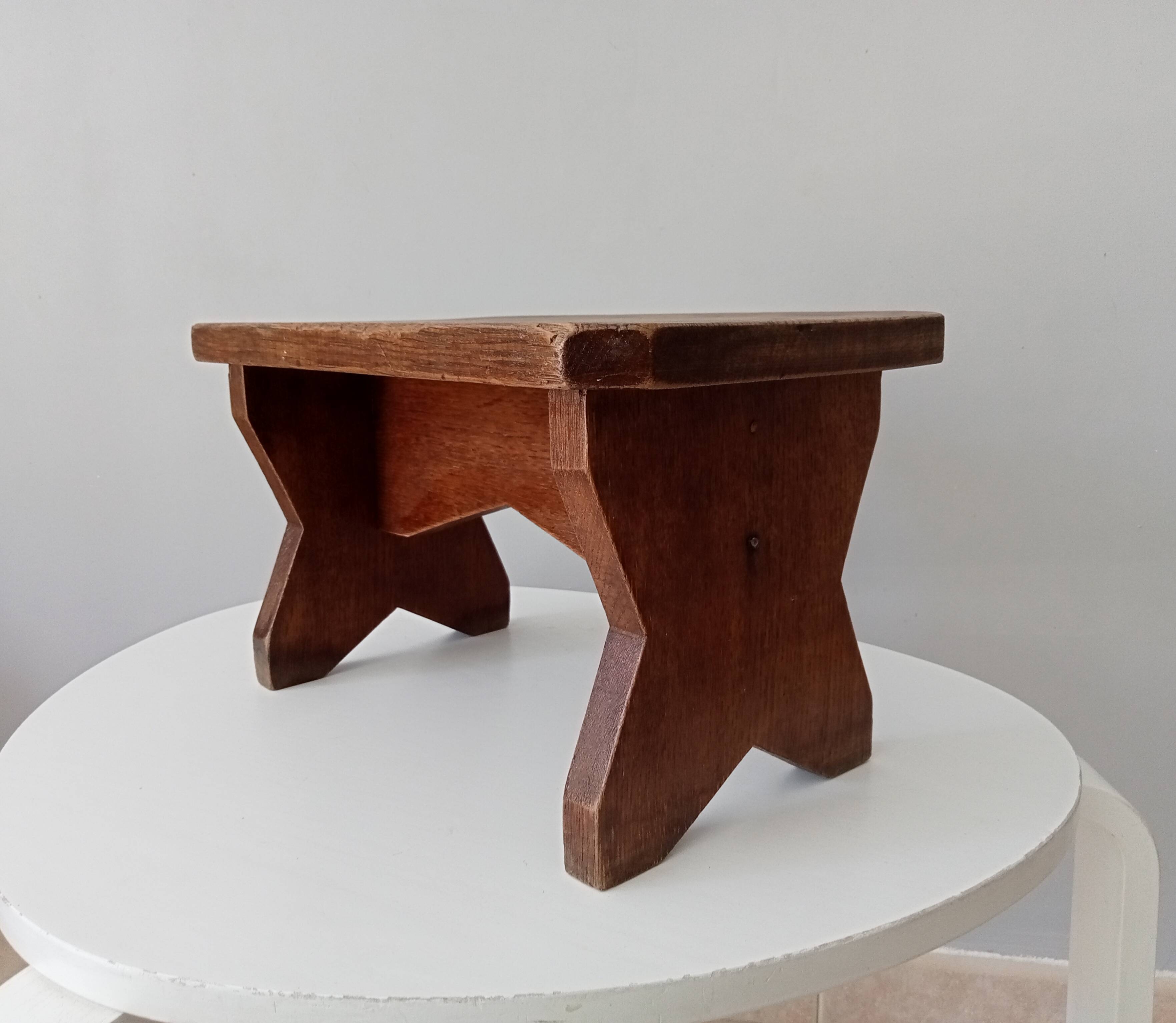 Antique solid oak stool