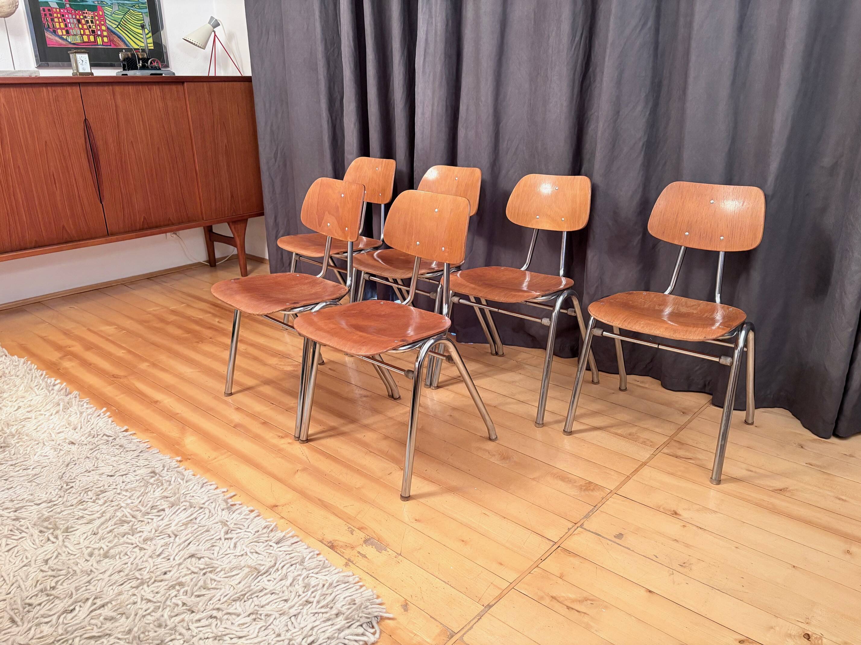 Set of six KN-38 chairs designed by Karl Nothhelfer for VS Möbel, Germany,