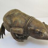 Vintage patinated brass sculptural frog 50-60s