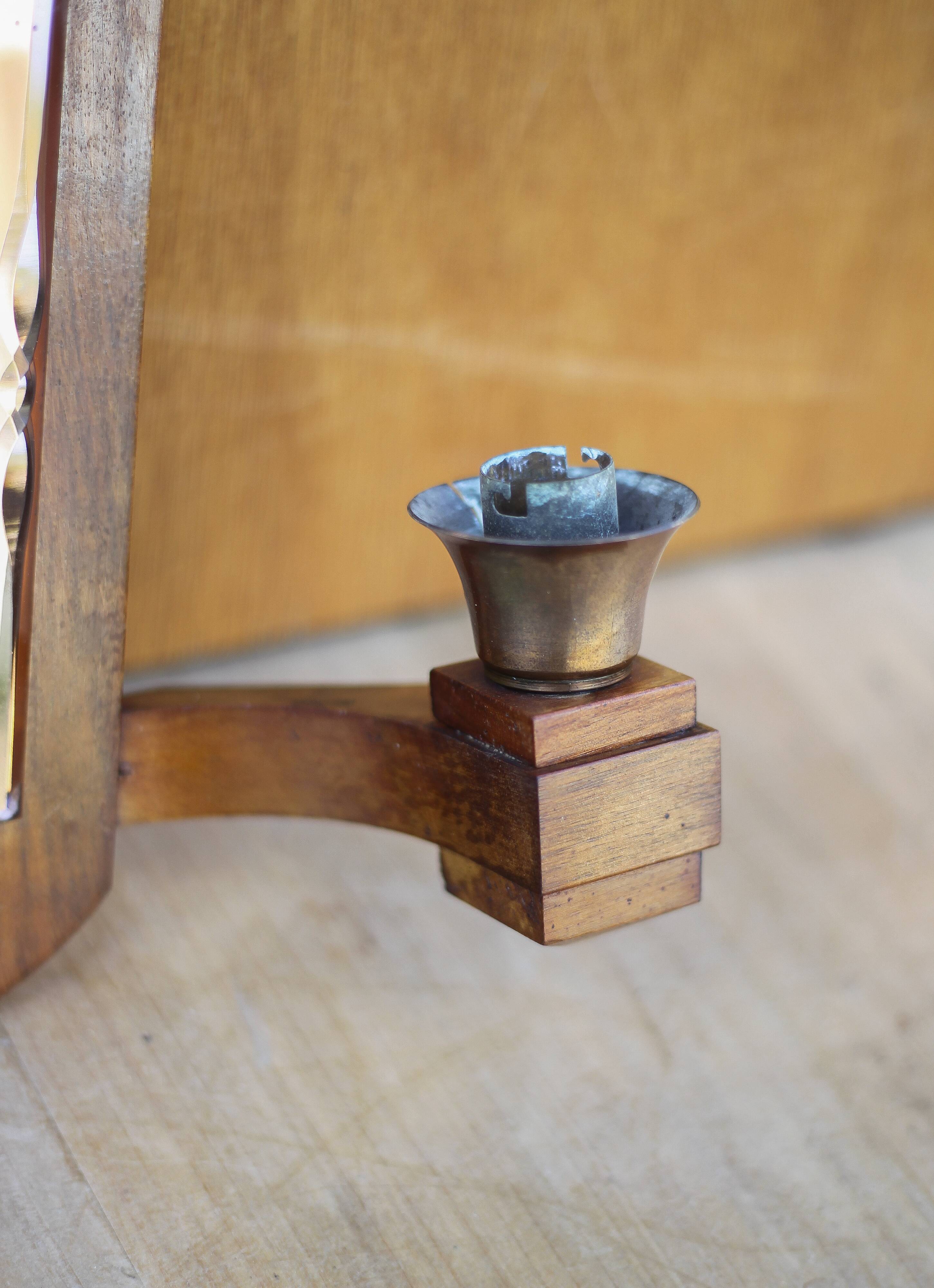 Vintage wooden wall light, wall light with art deco mirror