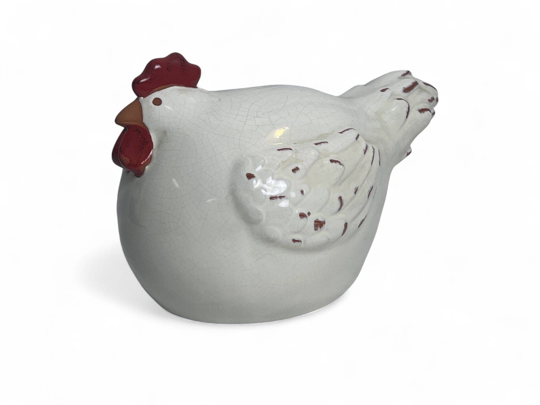 Decoration, large white ceramic hen by Alessi, 20th century