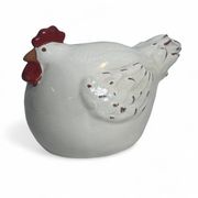 Decoration, large white ceramic hen by Alessi, 20th century