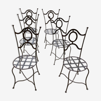 Série de 6 chaises en fer forgé