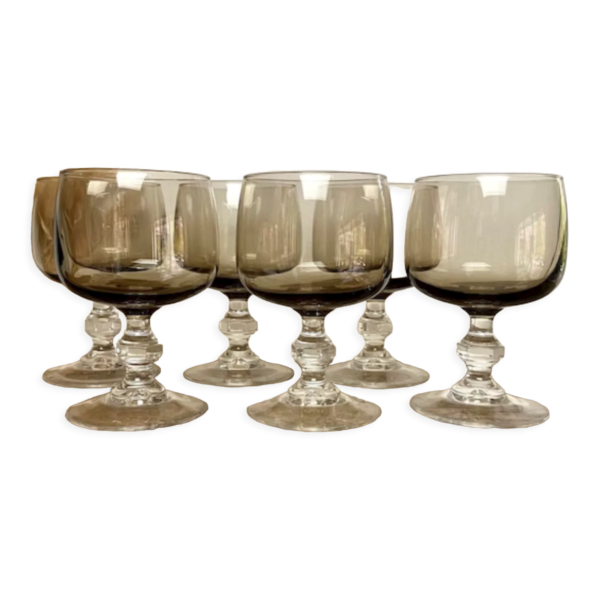 Set of 6 smoked glasses luminarc france