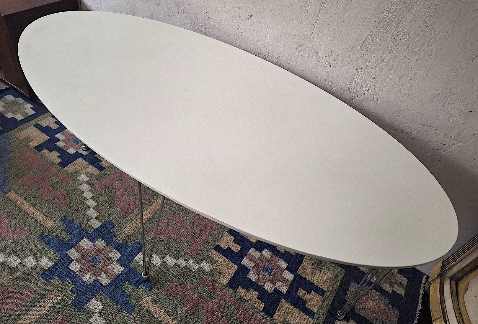 Vintage ellipse shaped dining table, Denmark 1970s