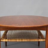 Table basse en teck avec étagère de cordon estampillée « Møbelintarsia », années 1950