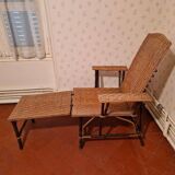 Folding rattan lounge chair, or chaise longue