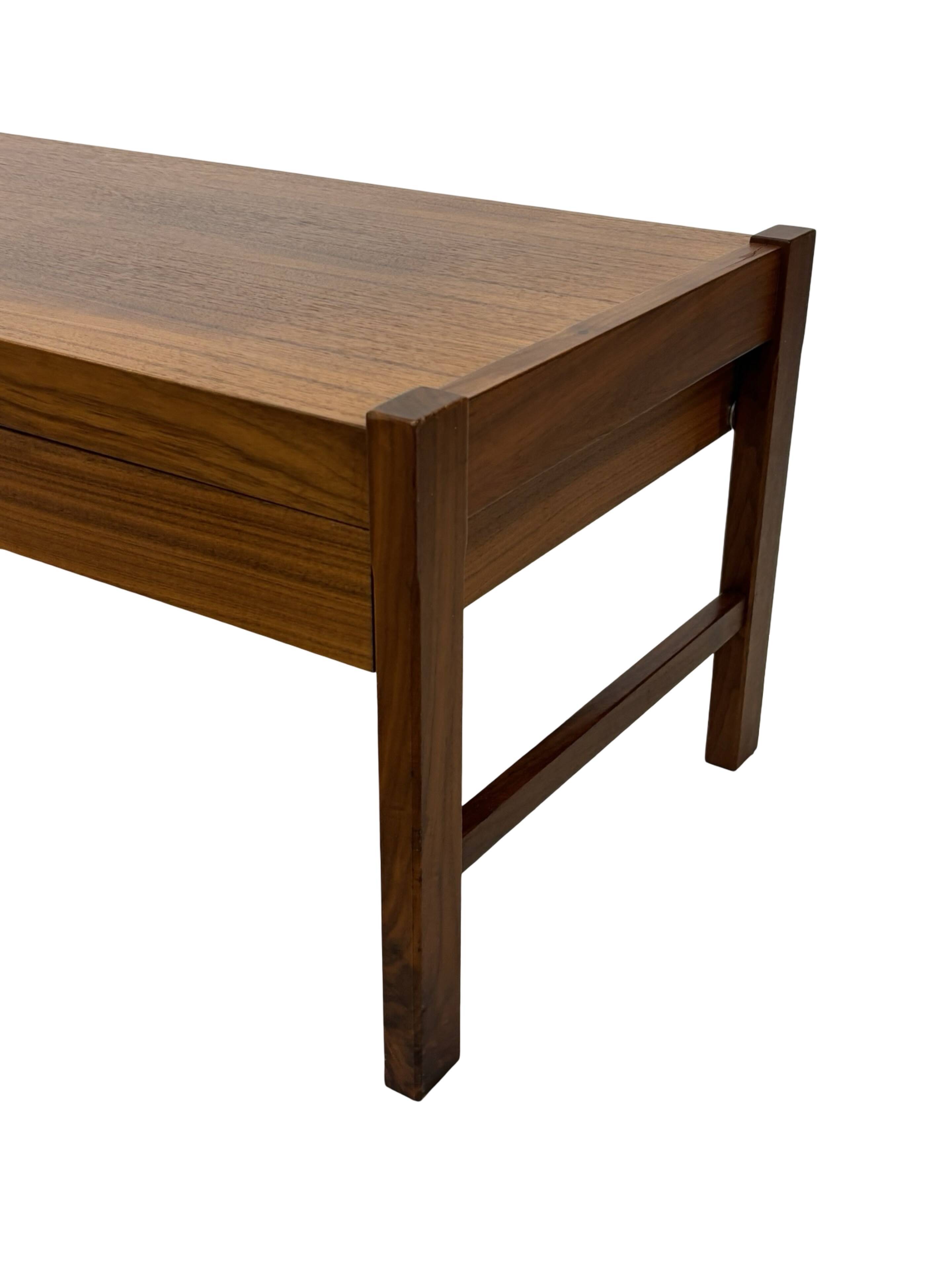 Vintage low sideboard with drawers 70's walnut veneer design