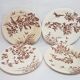 Set of 4 flat plates in Clairfontaine earthenware model Flowers, iron earth