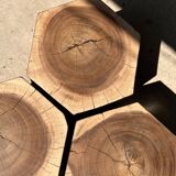 Set of 5 hexagonal stools in two-tone suar forming occasional furniture