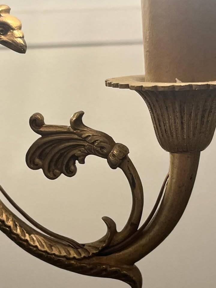 Antique bronze chandelier, Empire style, late 19th century.