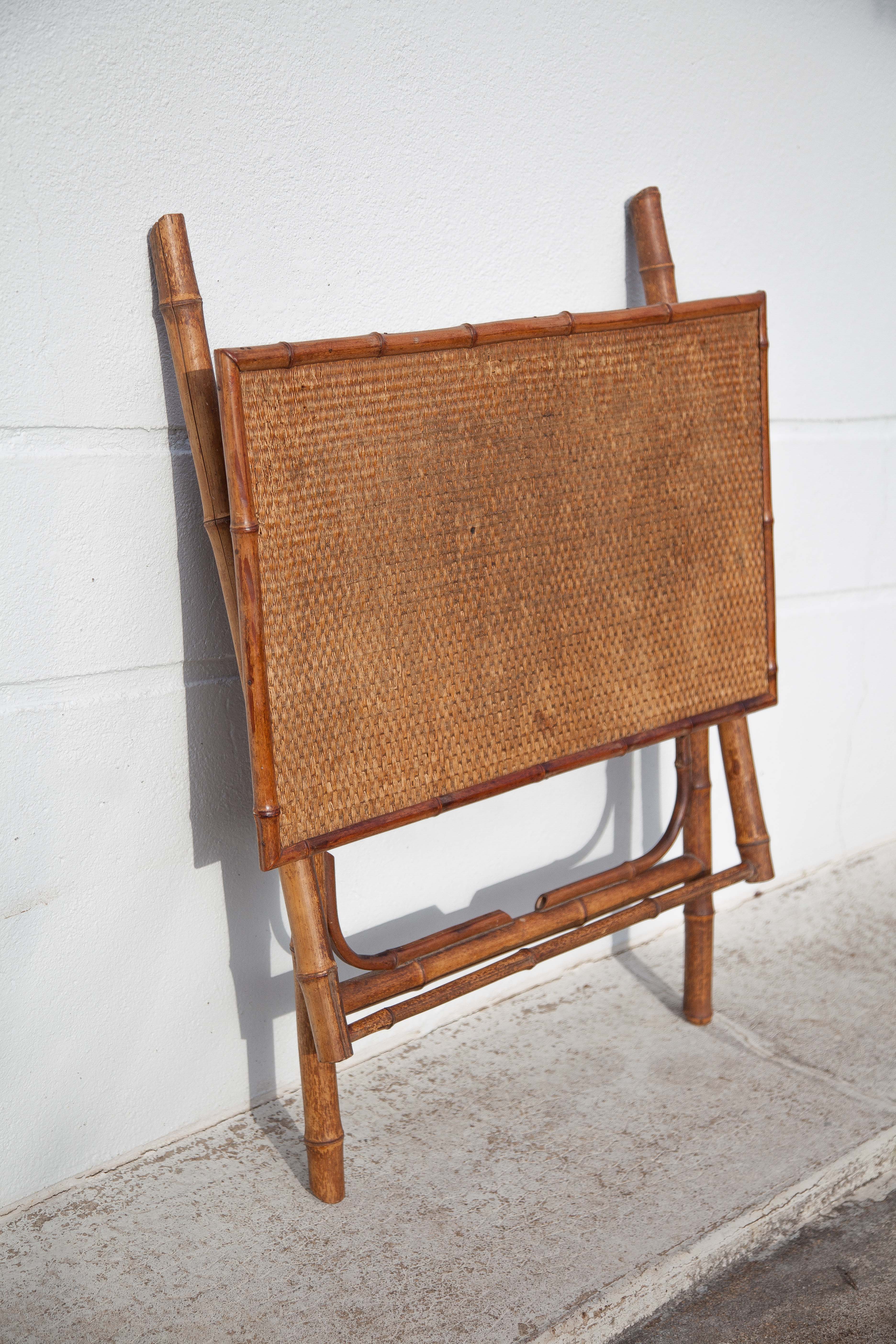 Folding bamboo table side table colonial style table, veranda, patio, interior decor