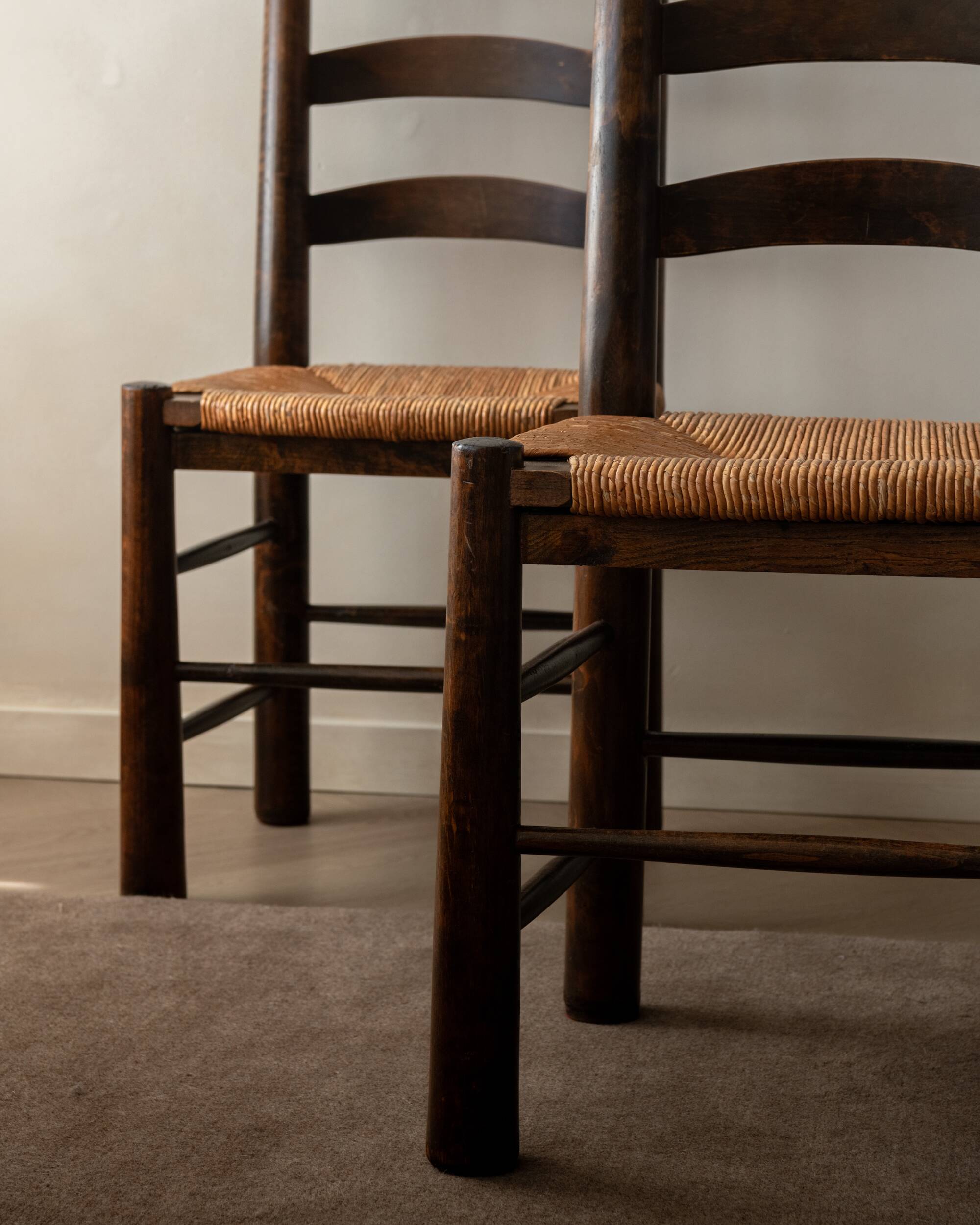 Vintage French Brutalist Dining Chairs by Georges Robert, 1950s, Set of 6