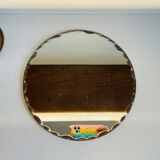 Vintage round and beveled table mirror