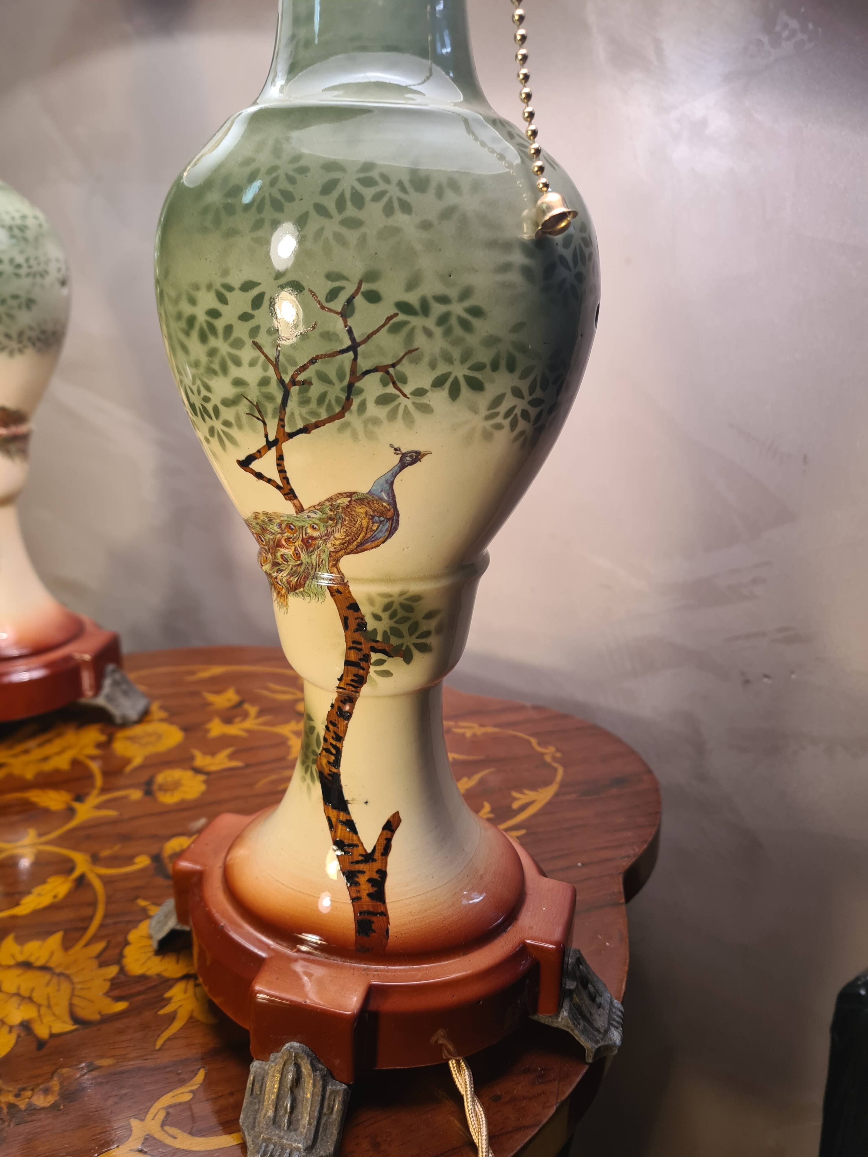 pair of ceramic lamps, Art Nouveau 1900 with 30 slight signs of wear visible