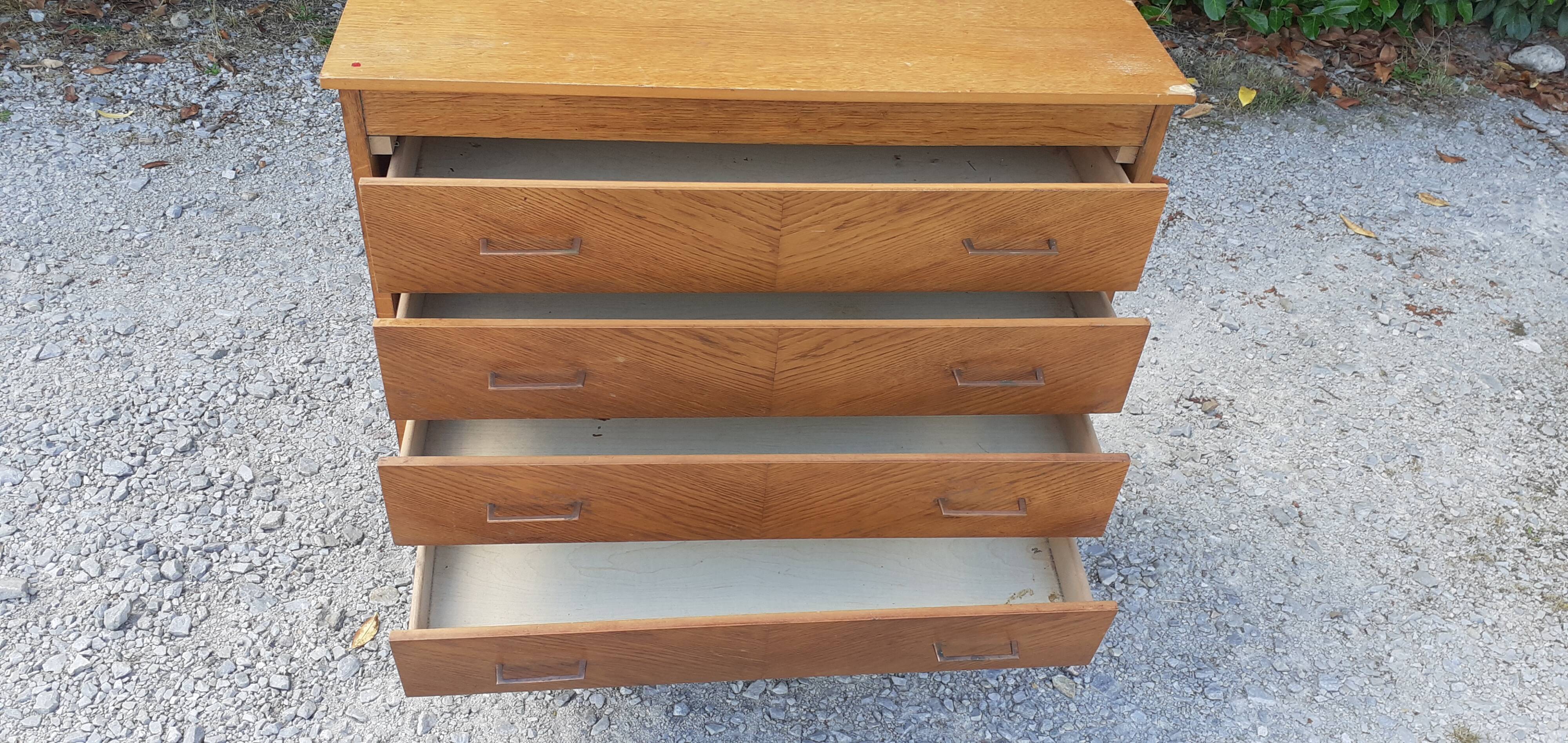 Commode 4 tiroirs pieds compas année 50 vintage
