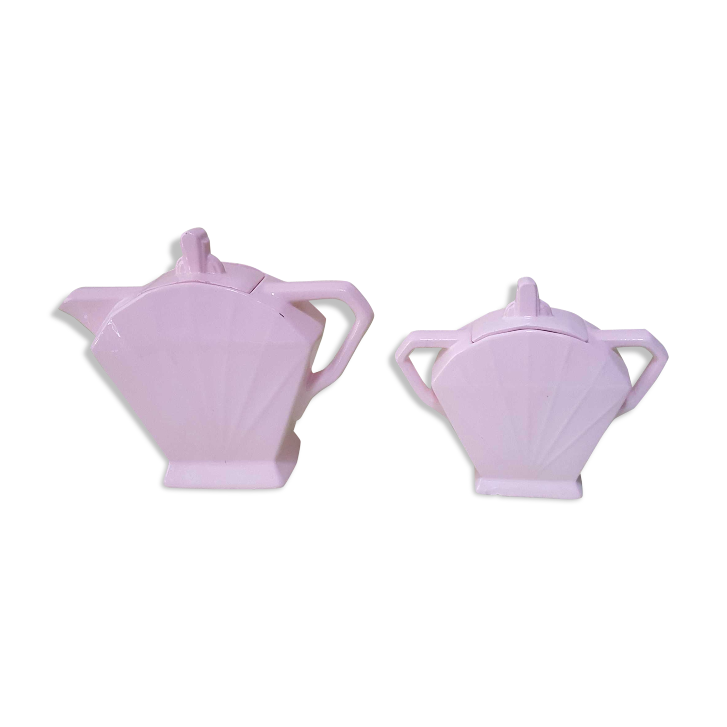 Théière and its pink ceramic sugar maker Art Deco