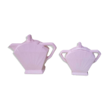 Théière and its pink ceramic sugar maker Art Deco