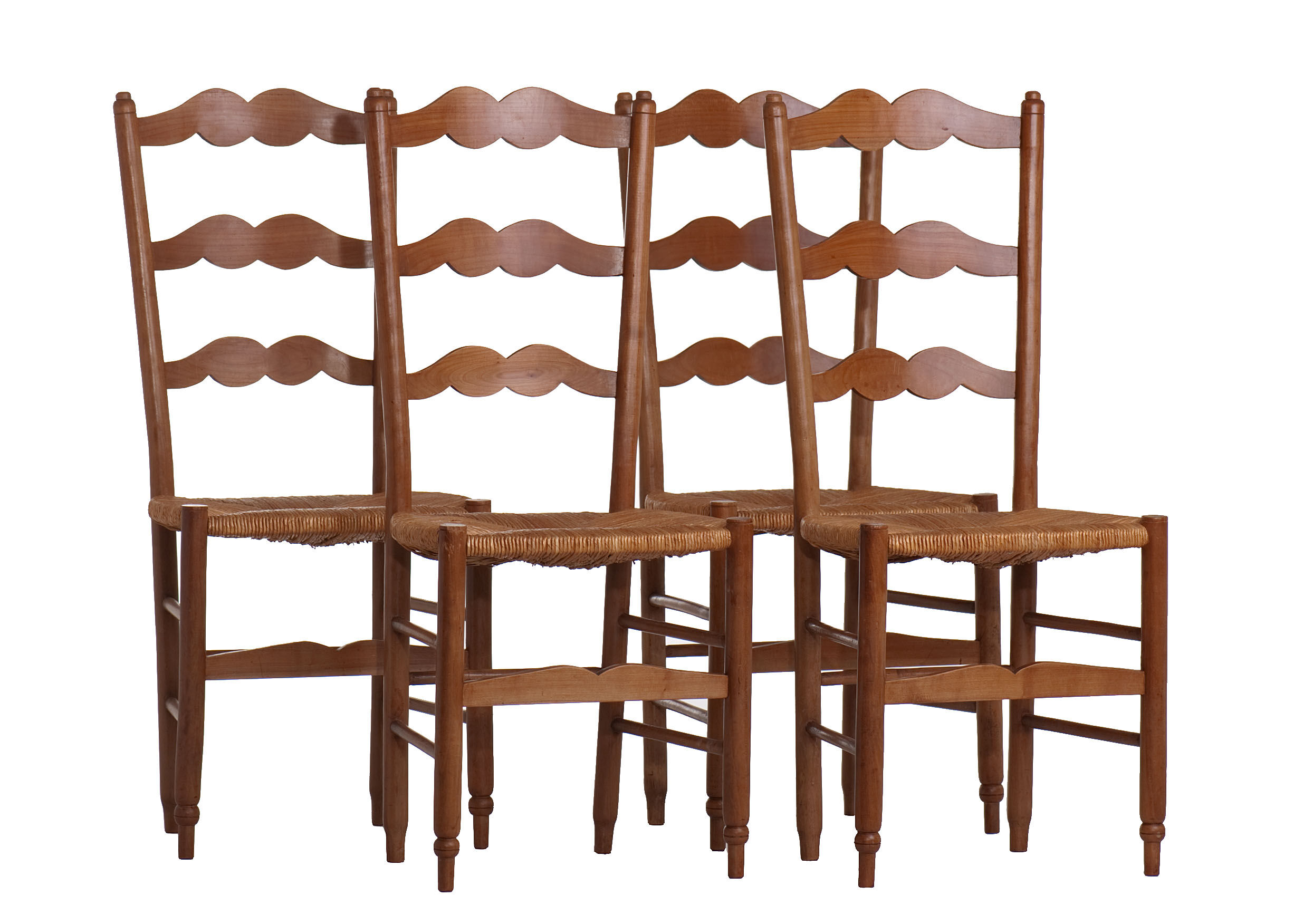 4 Rustic style mulched chairs handcrafted countryside circa 1970