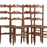 4 Rustic style mulched chairs handcrafted countryside circa 1970