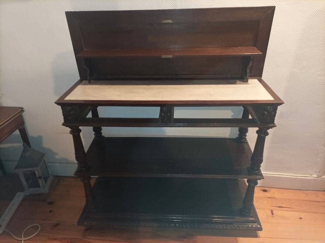Console oak white marble