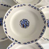 5 serving plates, ironstone from Longchamp, Arlette pattern, 1950