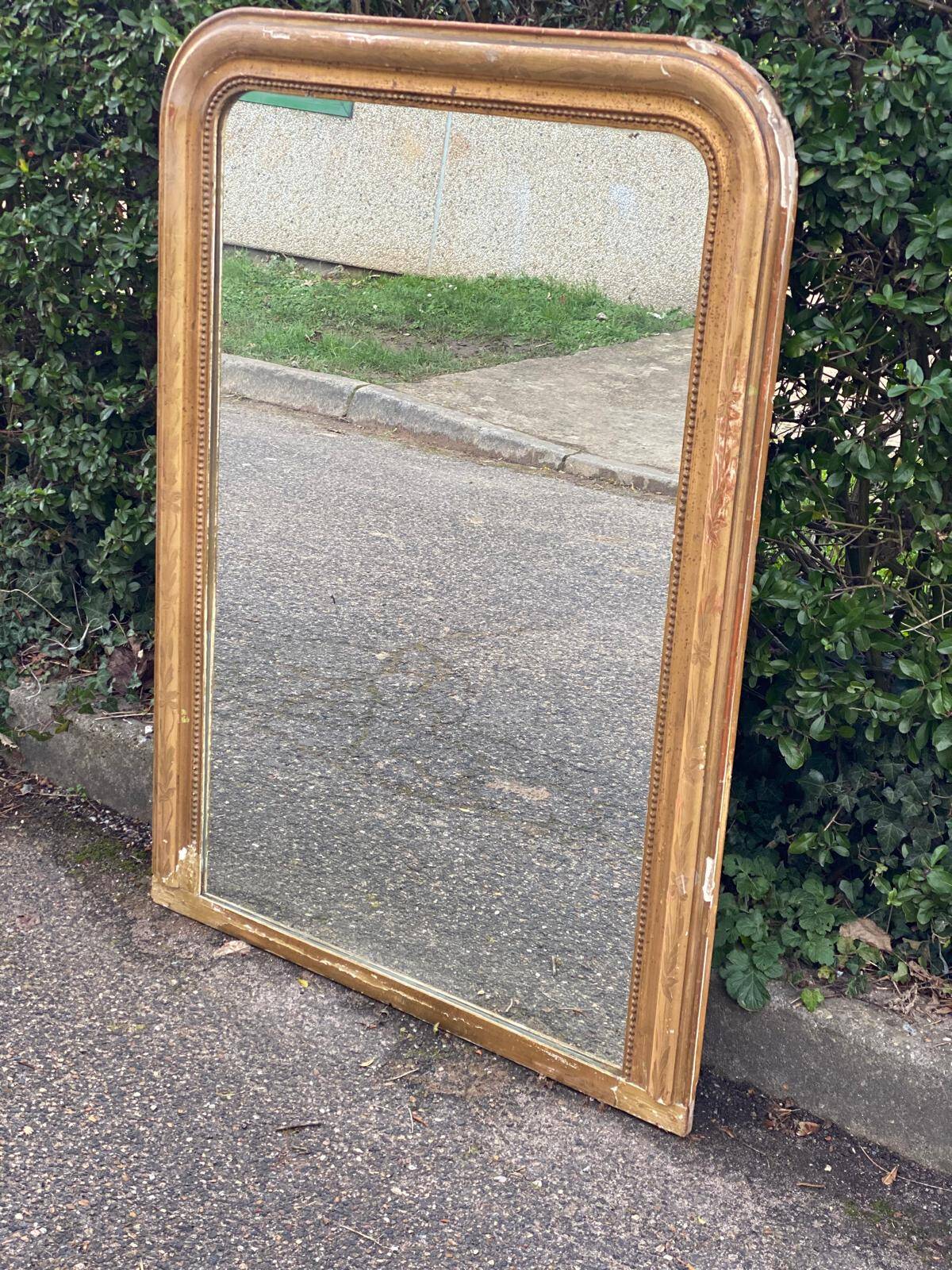 Louis Philippe mirror in solid wood and gilded stucco 19th century 125x80cm