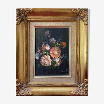 HST painting "Jetée de fleurs" signed Pascal + frame. XX°