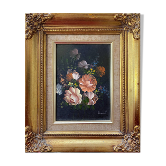 HST painting "Jetée de fleurs" signed Pascal + frame. XX°