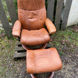 Stressless armchair and footrest set from the 70s/80s.