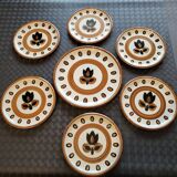 Boch la Louvière Kimono plate set Belgium 1970 (Set of 7)